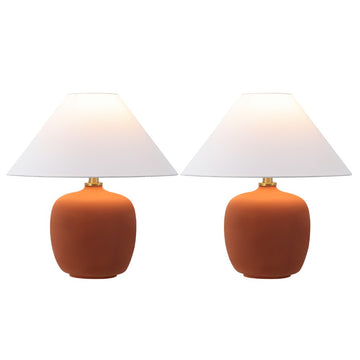 Delphi 18.25" Minimalist Scandinavian Resin/Iron LED Table Lamp - JONATHAN Y